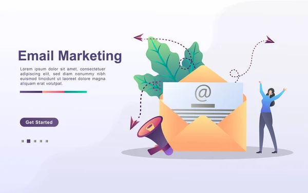 Σχέδιο Μάρκετινγκ Ηλεκτρονικού Ταχυδρομείου Email Διαφημιστική Καμπάνια Marketing Φθάνοντας Στο — Διανυσματικό Αρχείο