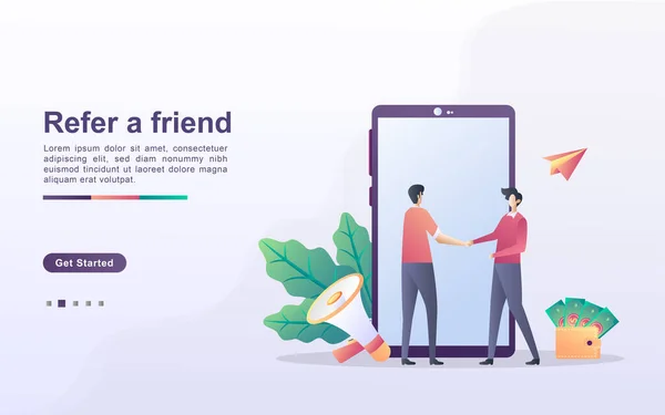 Référez Vous Concept Ami Société Affiliée Gagner Argent Stratégie Marketing — Image vectorielle