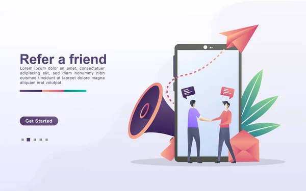 Référez Vous Concept Ami Société Affiliée Gagner Argent Stratégie Marketing — Image vectorielle