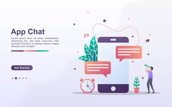 Modelo Página Destino Bate Papo Aplicativo Estilo Efeito Gradiente — Vetor de Stock
