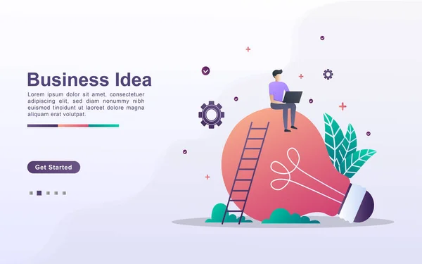 Modelo Landing Page Ideia Negócio Estilo Efeito Gradiente — Vetor de Stock