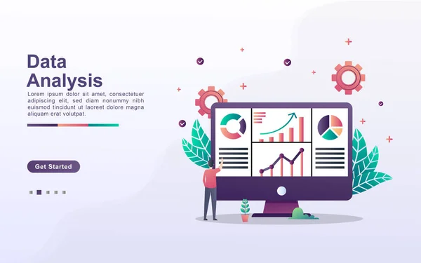 Landing Page Template Data Analysis Gradient Effect Style — Stock Vector