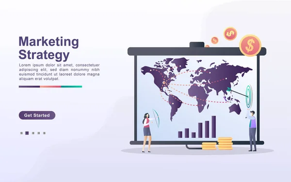 Modelo Landing Page Estratégia Marketing Estilo Efeito Gradiente —  Vetores de Stock