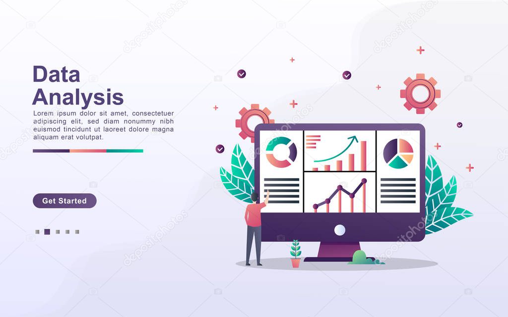 Landing page template of data analysis in gradient effect style