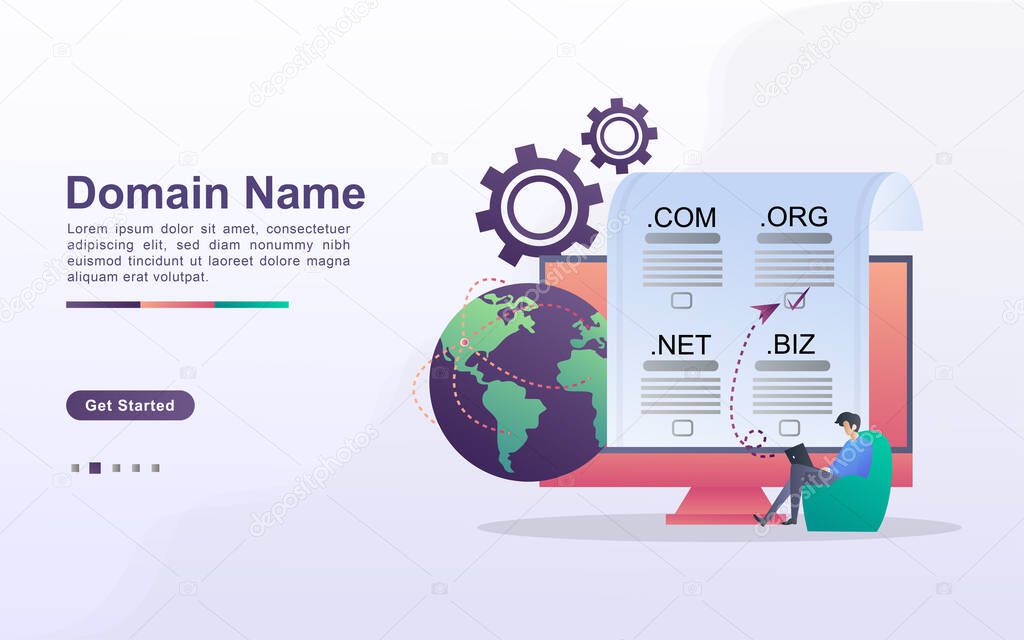 Landing page template of domain name in gradient effect style
