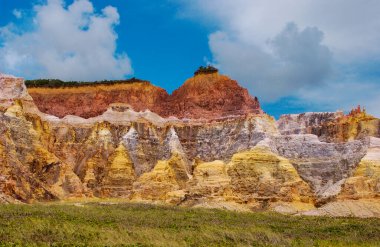 12 Aralık 2005 'te Coruripe, Alagoas, Brezilya sahillerindeki renkli uçurumlar