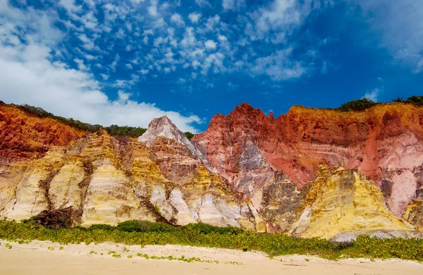 Scogliere Colorate Sulle Spiagge Coruripe Alagoas Brasile Dicembre 2005 — Foto Stock