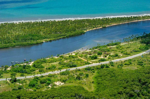 Playa Paiva Reserva Ecológica Con Énfasis Río Paripama Cerca Recife — Foto de Stock