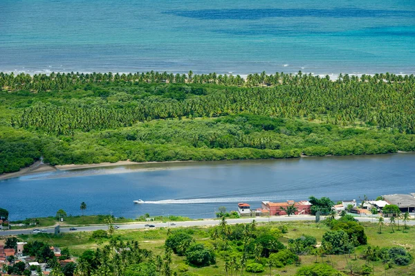 Playa Paiva Reserva Ecológica Con Énfasis Río Paripama Cerca Recife — Foto de Stock