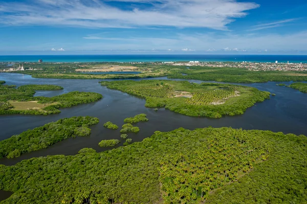 Kanał Santa Cruz Południe Wyspy Itamaraca Pobliżu Recife Pernambuco Brazylia — Zdjęcie stockowe