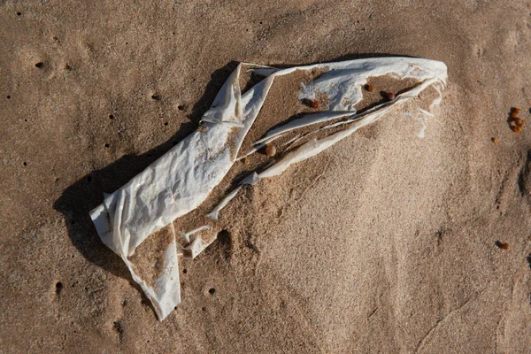 Plażowy Piasek Szczątkami Plastiku Śmieci Joao Pessoa Paraiba Brazylia Września — Zdjęcie stockowe