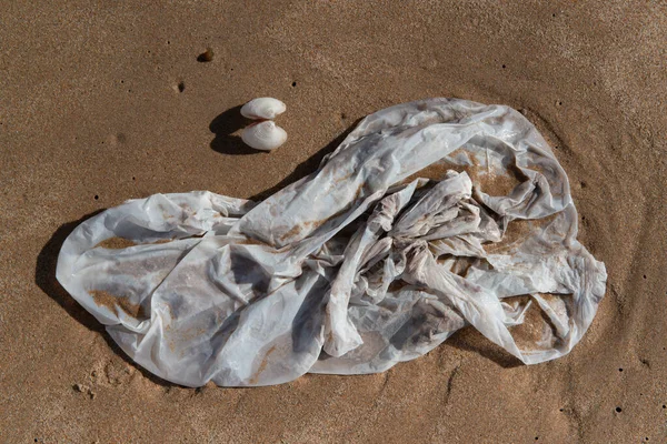 Пляжний Пісок Залишками Пластику Сміття Жуао Пессоа Параїба Бразилія Вересня — стокове фото