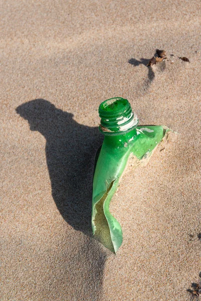 Plastic Bottle Sand Causing Pollution Poco Beach City Joao Pessoa — Stock Photo, Image