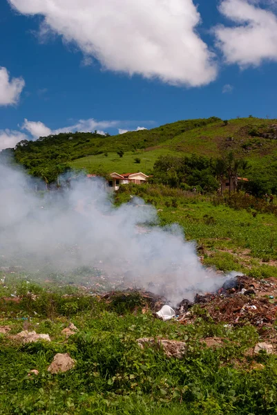 Sampah Dibakar Riachao Bacamarte Paraiba Brasil Pada April 2008 — Stok Foto