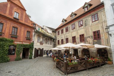 Çek Cumhuriyeti Cesky Krumlov 'da yağmurlu bir gün