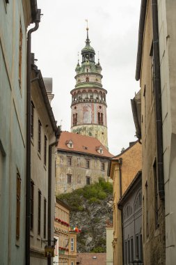 Çek Cumhuriyeti Cesky Krumlov 'da yağmurlu bir gün-