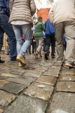 Çek Cumhuriyeti Cesky Krumlov 'da yağmurlu bir gün-