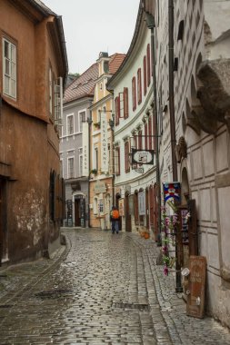 Çek Cumhuriyeti Cesky Krumlov 'da yağmurlu bir gün