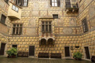 Çek Cumhuriyeti Cesky Krumlov 'da yağmurlu bir gün