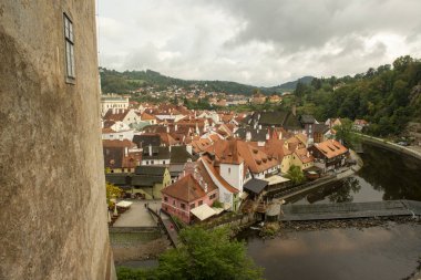 Çek Cumhuriyeti Cesky Krumlov 'da yağmurlu bir gün