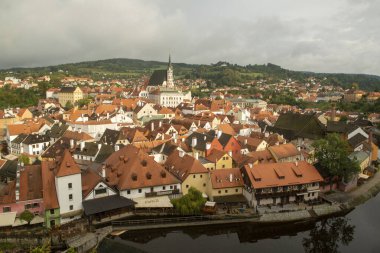 Çek Cumhuriyeti Cesky Krumlov 'da yağmurlu bir gün