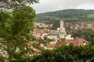 Çek Cumhuriyeti Cesky Krumlov 'da yağmurlu bir gün