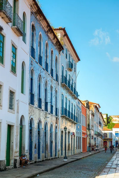 2016年8月6日 巴西马兰豪 圣路易斯 葡萄牙街上古老的建筑立面 位于历史中心 有巴西殖民时期的窗户 门和瓷砖 — 图库照片