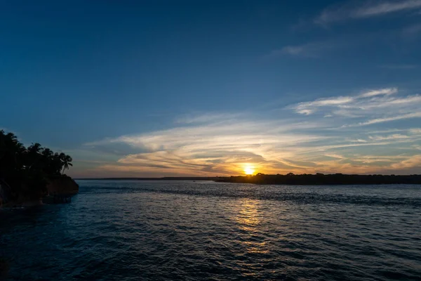 Sunset Guarairas Lagoon Tibau Sul Közel Pipa Strand Natal Rio — Stock Fotó
