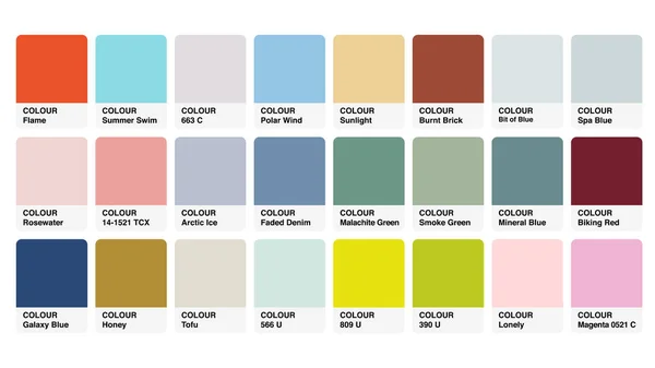 Catalogo della tavolozza dei colori Campioni Vettore in RGB — Vettoriale Stock