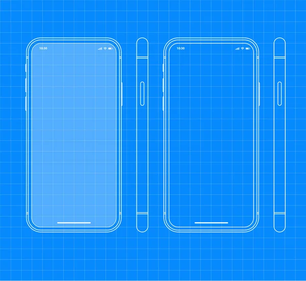Blueprint Akıllı Telefon Taslak Vektör Şablon Mobil Uygulaması iPhone 'a benzer