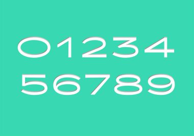 3B Moda Numarası Yazı Tipi İllüstrasyon Turkuaz Biçimi