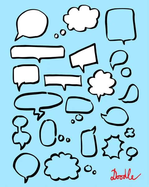 Speech Bubbles Handgezeichneter Vektor Set Blau — Stockvektor
