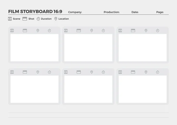 Storyboard Film Video Template for Movie Creation — Stock Vector