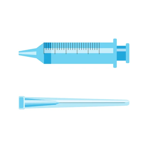 Flache Medizin Symbol Der Spritze Für Die Injektion Und Nadel — Stockvektor