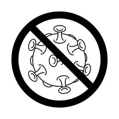 Koronavirüsü durdurun. Koronavirüs karantinası kavramı. Çin virüsü. Siyah vektör çizimi beyaz arkaplanda izole edildi.