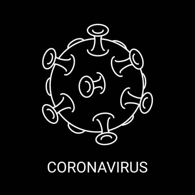 Çin romanı Coronavirus 2019-nCoV. Siyah arka planda beyaz çizgili sanat. Virüs. Vektör illüstrasyonu.