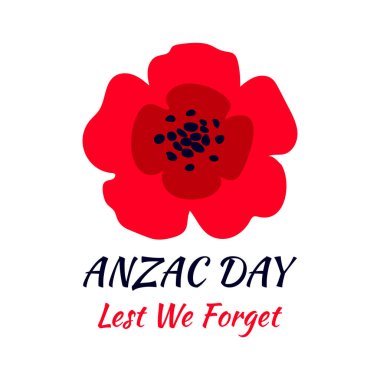 Parlak kırmızı bir gelincik çiçeğinin vektör çizimi. Uluslararası Anma Günü 'nün sembolü. Anzak günü konsepti. Mesajı unutmayalım. Beyaz arkaplanda izole. 