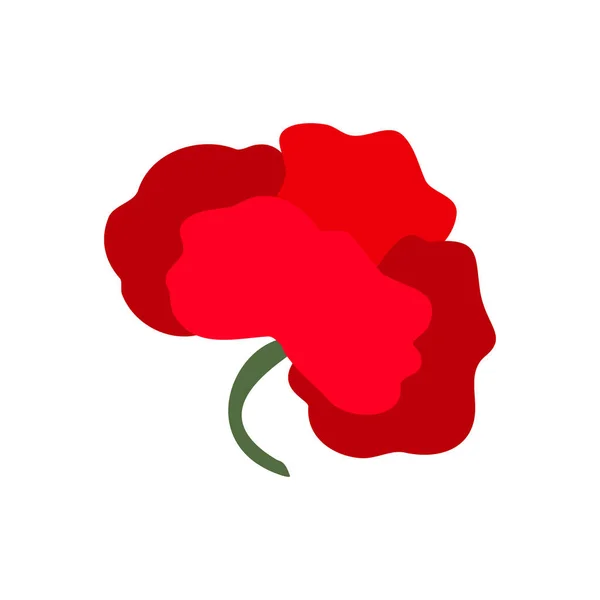Vektor Illustration Ljus Röd Vallmo Blomma Isolerad Vit Bakgrund Symbol — Stock vektor