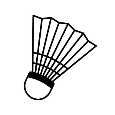 Badminton siyah simgesi için Shuttlecock beyaz arka planda izole edildi. Badminton sembolü. Moda tasarımı. Grafiksel resim. Vektör illüstrasyonu.