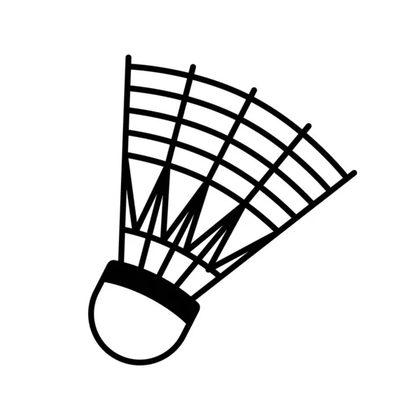 Shuttlecock Para Badminton Ícone Preto Isolado Fundo Branco Símbolo Badminton — Vetor de Stock