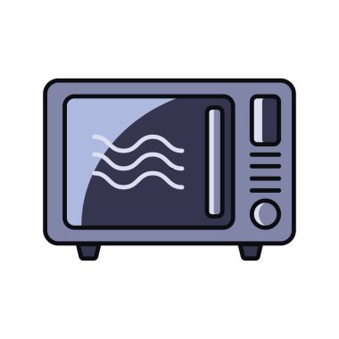 Mikrodalga fırın mutfak ikonu beyaz arka planda izole edilmiş. Basit siluet düz stil. Vektör illüstrasyonu.
