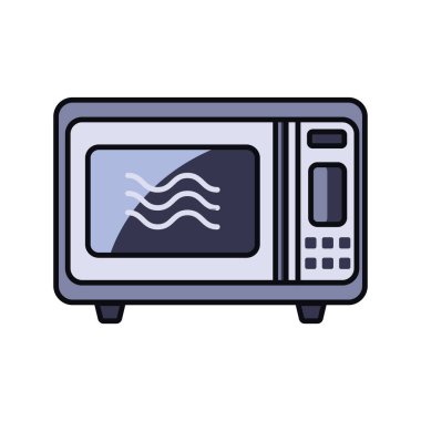 Mikrodalga fırın mutfak ikonu beyaz arka planda izole edilmiş. Basit siluet düz stil. Vektör illüstrasyonu.