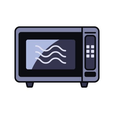 Mikrodalga fırın mutfak ikonu beyaz arka planda izole edilmiş. Basit siluet düz stil. Vektör illüstrasyonu.