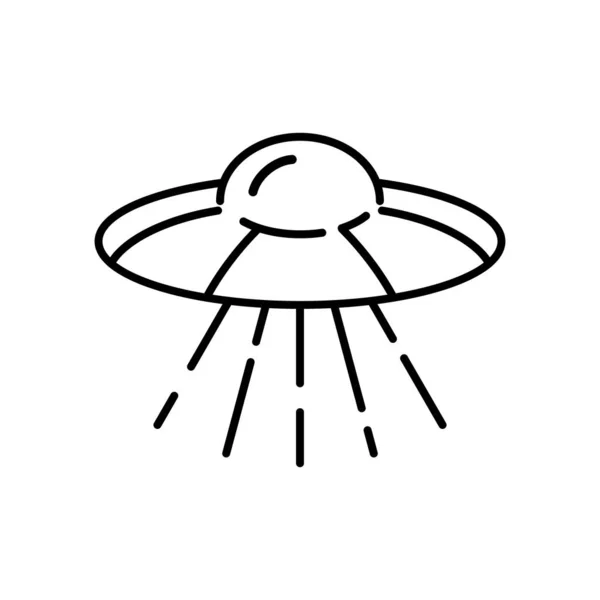 在白色背景上孤立的Ufo线图标 外国太空飞船 未知数的未知数航天器矢量图解 世界飞碟日设计 — 图库矢量图片