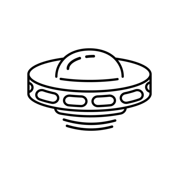 Latająca Ikona Linii Ufo Odizolowana Białym Tle Kosmiczny Statek Kosmiczny — Wektor stockowy