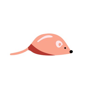 Beyaz arka planda izole edilmiş fare kedi oyuncağı. Düz vektör illüstrasyonu