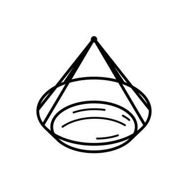 Beyaz arkaplanda izole edilmiş basit çizgi hamak simgesi. Rahatla eğlence. Kapalı salıncak. Güneş banyosu. Web tasarımı için vektör illüstrasyonu.