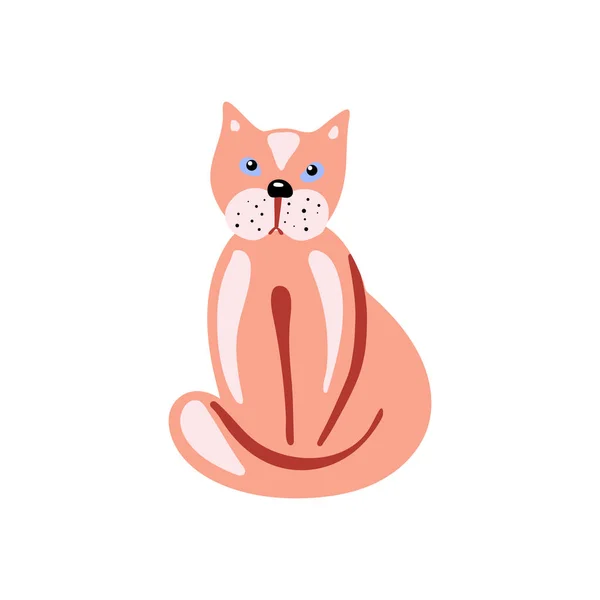 Flat pastel pink cat icon Royalty Free Vector Image