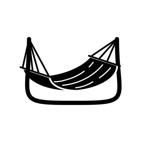 Icône Hamac Simple Noir Isolé Sur Fond Blanc Détends Toi — Image vectorielle