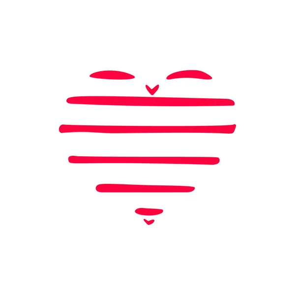 Mão Minimalista Desenhado Ícone Coração Vermelho Isolado Fundo Branco Dia — Vetor de Stock